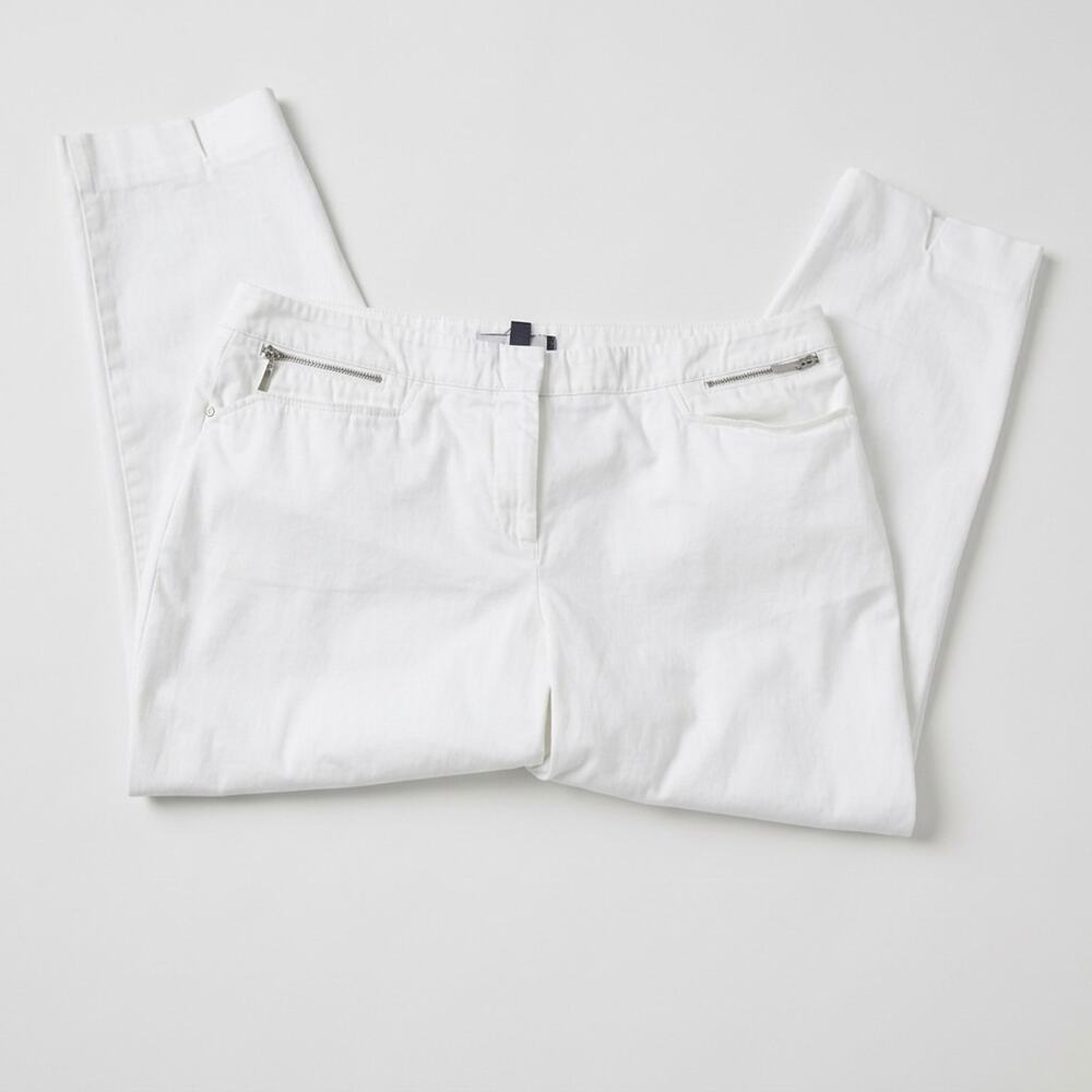 Jones New York Signature Pants 8 Cotton Lightweight Stretch White - Picture 2 of 7